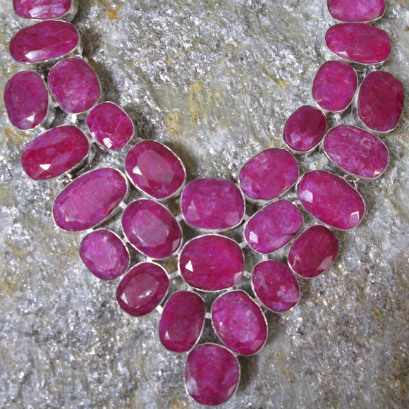 Artisan India Jewelry - Organic Earth Mined Ruby Necklace, Sassy Magenta